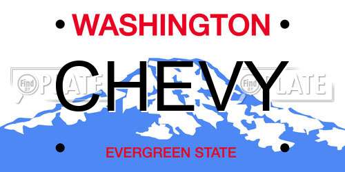 CHEVY Washington License Plate
