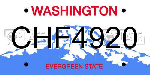 CHF4920 Washington License Plate