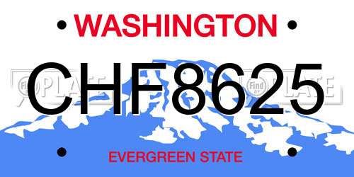 CHF8625 Washington License Plate
