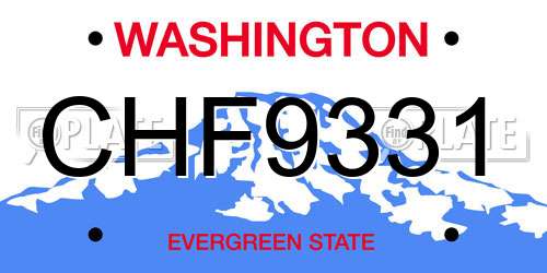 CHF9331 Washington License Plate