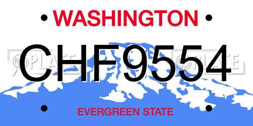 CHF9554 Washington License Plate