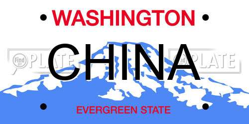 CHINA Washington License Plate