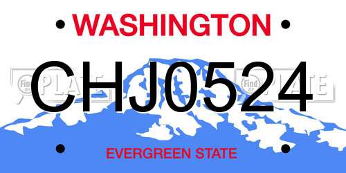 CHJ0524 Washington License Plate