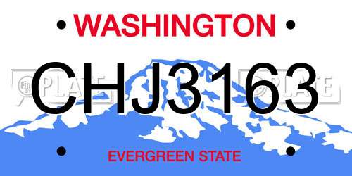 CHJ3163 Washington License Plate
