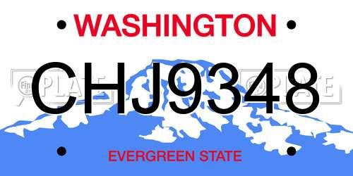 CHJ9348 Washington License Plate