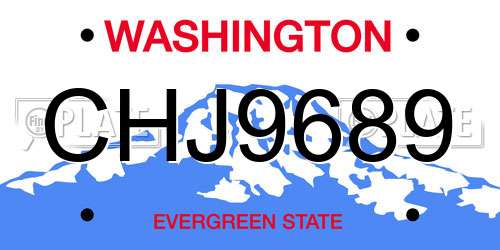 CHJ9689 Washington License Plate
