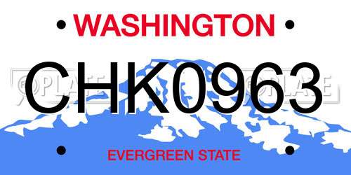 CHK0963 Washington License Plate