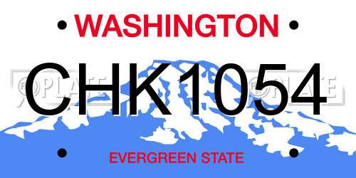 CHK1054 Washington License Plate