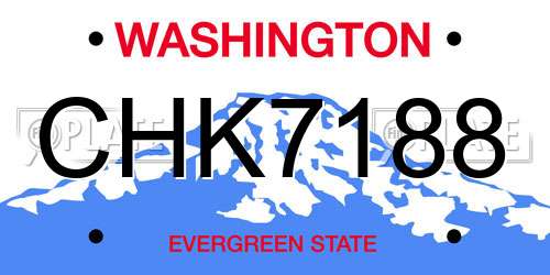 CHK7188 Washington License Plate
