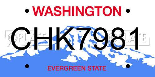 CHK7981 Washington License Plate