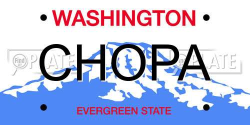 CHOPA Washington License Plate