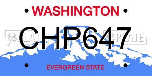 CHP647 Washington License Plate