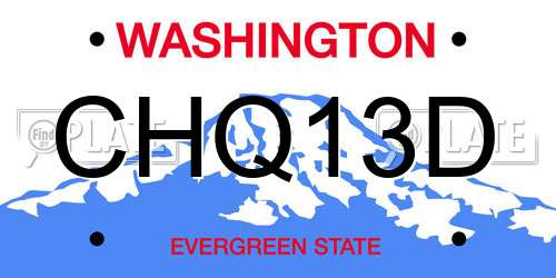 CHQ13D Washington License Plate