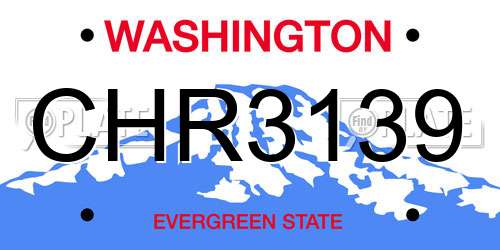 CHR3139 Washington License Plate