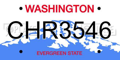 CHR3546 Washington License Plate
