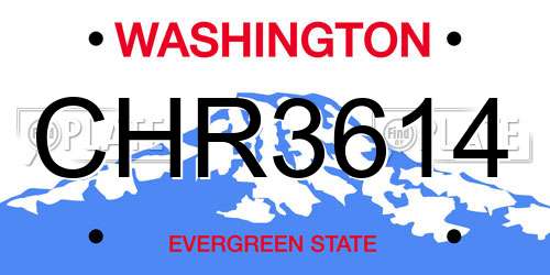CHR3614 Washington License Plate