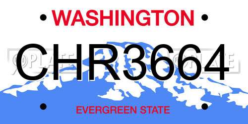 CHR3664 Washington License Plate
