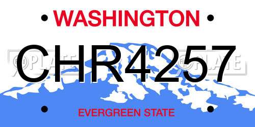 CHR4257 Washington License Plate