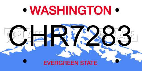 CHR7283 Washington License Plate