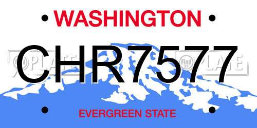 CHR7577 Washington License Plate