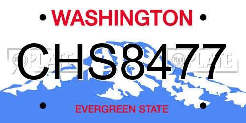 CHS8477 Washington License Plate