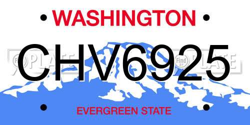 CHV6925 Washington License Plate