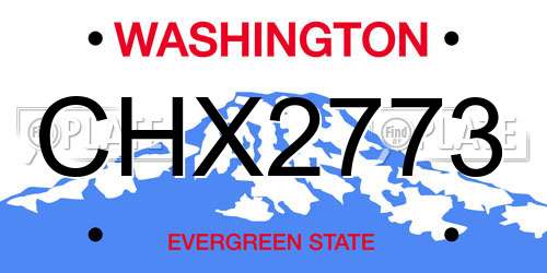 CHX2773 Washington License Plate