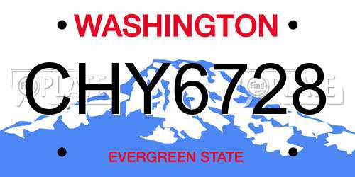 CHY6728 Washington License Plate