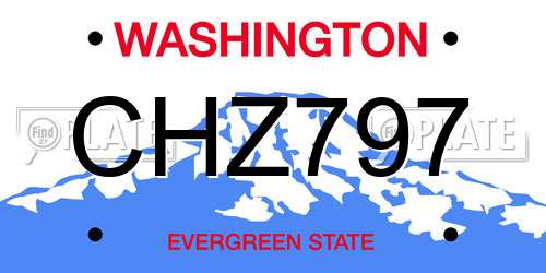 CHZ797 Washington License Plate