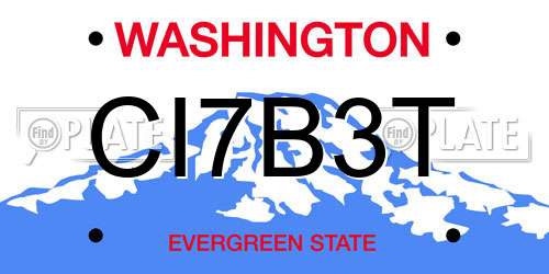 CI7B3T Washington License Plate