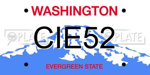 CIE52 Washington License Plate