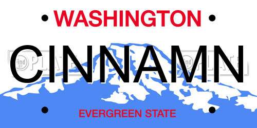 CINNAMN Washington License Plate