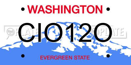 CIO12O Washington License Plate