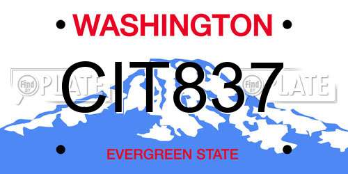 CIT837 Washington License Plate