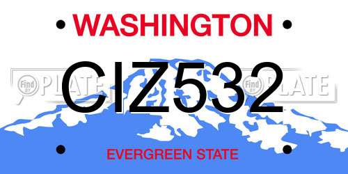 CIZ532 Washington License Plate