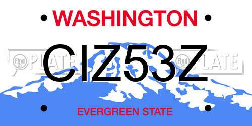 CIZ53Z Washington License Plate