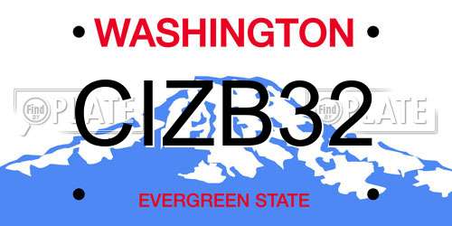 CIZB32 Washington License Plate