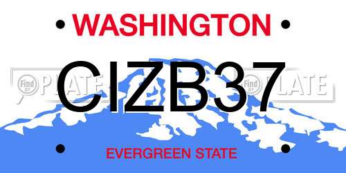 CIZB37 Washington License Plate
