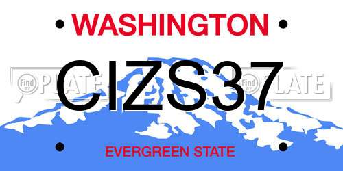 CIZS37 Washington License Plate
