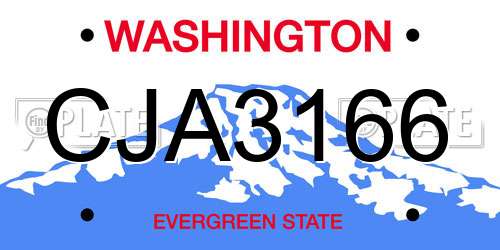 CJA3166 Washington License Plate