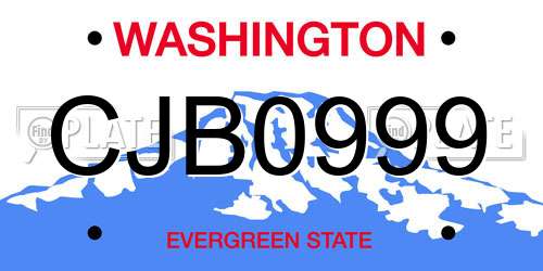 CJB0999 Washington License Plate