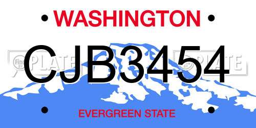 CJB3454 Washington License Plate
