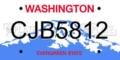 CJB5812 Washington License Plate