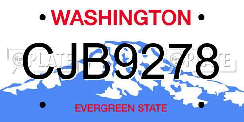CJB9278 Washington License Plate