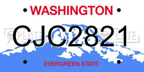 CJC2821 Washington License Plate