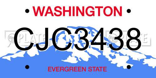 CJC3438 Washington License Plate