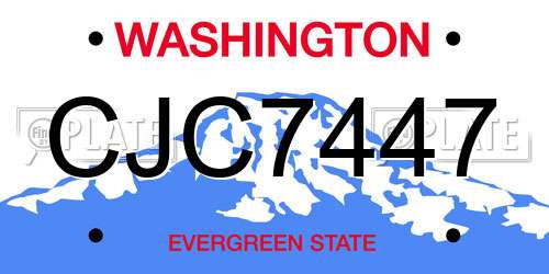 CJC7447 Washington License Plate
