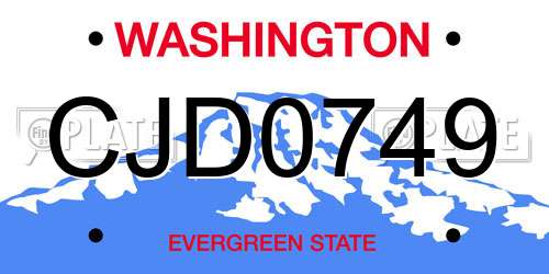 CJD0749 Washington License Plate