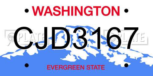 CJD3167 Washington License Plate