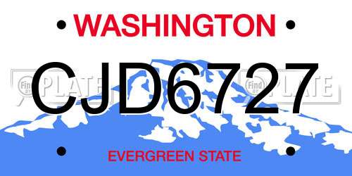 CJD6727 Washington License Plate